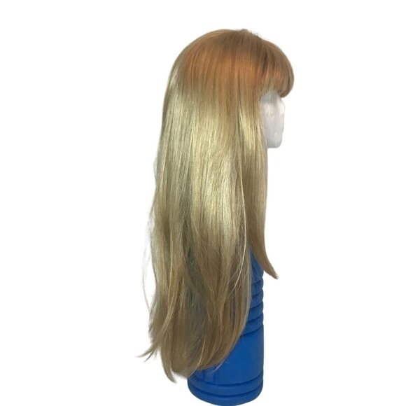 Long Blonde Synthetic Wig With Bangs By Envy Lightweight & Adjustable Cap - Picture 3 of 7